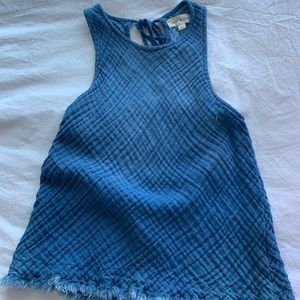 Blue Denim Cloth and Stone Tank Top